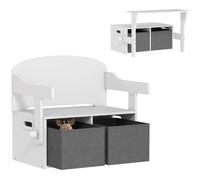 AIYAPLAY Caja de juguetes para niños 3 en 1, juego de mesa y sillas con 2 contenedores de tela extraíbles, Blanco