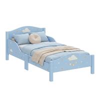 AIYAPLAY Cama Infantil 70x140 cm con Barandilla de Seguridad Azul | Cama infantil con base listones madera, diseño nube, para 3-6 años, sin colchón