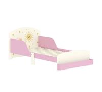 Aiyaplay cama infantil 70x140 cm de madera con almacenaje cama para niños de +3 años con protección anticaída cabecero en dibujos de estrellas carga 40 kg para dormitorio rosa