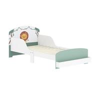 Aiyaplay - Cama Infantil 70x140 cm Diseño León con Estante - Blanco/Verde