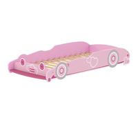 AIYAPLAY Cama Infantil 70x140 cm Forma de Coche con Somier y Barrera Rosa