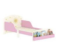 Aiyaplay - Cama Infantil 70x140 cm Diseño Sol y Estrellas con Estante - Rosa/Crema