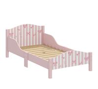 AIYAPLAY Cama Montessori para Niños 3-6 Años 146x76,5 cm con Protectores Anticaídas Forma de Lazo para Dormitorio Rosa Aosom España