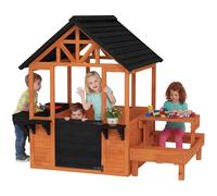 AIYAPLAY Casita Infantil Exterior de Madera con Mesa de Picnic y Bancos