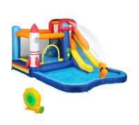 Aiyaplay castillo hinchable con soplador 5 en 1 parque acuático hinchable niños con tobogán cama de salto piscina de chapoteo escalada cañón de agua bolsa de transporte exterior interior 360x250x195cm