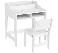 AIYAPLAY Conjunto de escritorio y silla para niños 3 a 8 años con compartimentos y estantes abiertos, blanco Aosom España