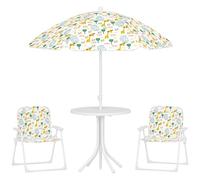 Aiyaplay - Conjunto de Mesa y Sillas de Jardín con Sombrilla - Diseño Elefantes y Jirafas
