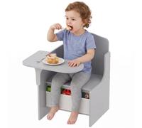 AIYAPLAY Conjunto Escritorio y Silla niños 3-5 Gris | Con cajón de almacenamiento, mesa 2 en 1 para niños pequeños, para jugar, leer, pintar, conjunto de mesa de actividades