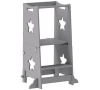 AIYAPLAY Escalera Montessori Convertible en Set de Mesa y Sillas con Barra de Seguridad, en Madera, 60x44.5x86 cm, Gris