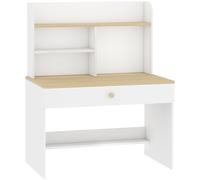 AIYAPLAY Escritorio Infantil con Estante 3 Compartimentos Abiertos y Cajón para Estudio Entrada 3-8 Años 80x50x100 cm Blanco Aosom España