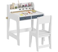 Aiyaplay - Escritorio con Silla, con 2 Cajones y Estante - Blanco
