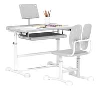 AIYAPLAY - Escritorio Infantil con Silla, Conjunto de Escritorio y Silla para niños con Altura Ajustable, Bandeja Inclinada 45°, cajón y Soporte de Libro, para niños de 3 a 12 años, Color Gris