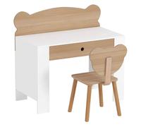 Aiyaplay escritorio infantil con silla en forma de osito pupitre infantil con cajón para estudiar leer y dibujar mesa para niños para dormitorio sala estudio natural