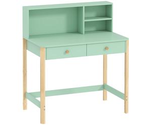 AIYAPLAY Escritorio Infantil Mesa de Escritorio para Niños con 3 Compartimentos Abiertos y 2 Cajones 90x52x105 cm Verde