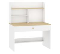 Aiyaplay escritorio infantil, mesa de escritorio para niños con estante, 3 compartimentos abiertos y cajón, para estudio, entrada, dormitorio, para niños de 3-8 años, 80x50x100 cm, blanco