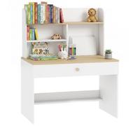 Aiyaplay escritorio infantil, mesa de escritorio para niños con estante, 3 compartimentos abiertos y cajón, para estudio, entrada, dormitorio, para niños de 3-8 años, 80x50x100 cm, blanco 80 cm