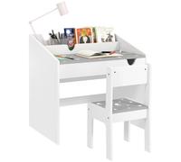 AIYAPLAY Escritorio y silla para niños, con almacenamiento, cajón deslizante, para niños de 3 a 6 años, gris estrellado Gris claro