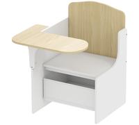 AIYAPLAY Escritorio y silla para niños con cajón de almacenamiento, conjunto de mesa de actividades 2-en-1 para dibujo lectura y juegos, blanco