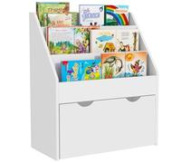 Aiyaplay - Librería Infantil con 3 Estantes y 1 Cajón con Ruedas - Blanco