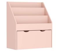 AIYAPLAY Estantería de Juguetes con 3 Compartimentos Librería Infantil Rosa | Caja de Juguetes Móvil, Cajón con Ruedas, Multifuncional, Dormitorio, Guardería