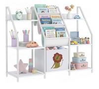 AIYAPLAY Estantería de Libros y Juguetes 3 Niveles Estante de Tela Blanco