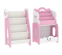 AIYAPLAY Estantería Infantil de Juguetes 3 en 1 con Librería Revistero y Mesita de Noche para Niños de 3 a 8 Años 85,5x32x72 cm Rosa Aosom España