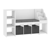AIYAPLAY Estantería Infantil Juguetes con Rincón de Lectura Cojín 3 Cajones de Tela 3 Estantes 4 Cubículos 137x40x80 cm Blanco