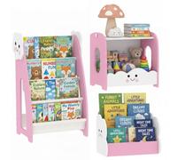 Aiyaplay estantería infantil para juguetes 3 en 1, organizador de juguetes con librería, revistero y mesita de noche, para niños 3-8 años, para dormitorio, sala de juegos, 85,5x32x72 cm, rosa