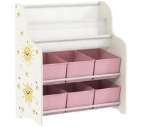 AIYAPLAY Estantería Infantil para Juguetes con 6 Cajas Extraíbles de Tela no Tejida y 2 Estantes para Guardería 63x30x71 cm Rosa