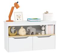 AIYAPLAY Estantería para Juguetes Infantil con 2 Cajones y Compartimento para Salón Dormitorio Sala de Juegos 80x30x45 cm Blanco