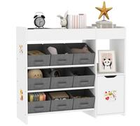 AIYAPLAY Estantería para juguetes Montessori 9 cestas extraíbles 92x30x80 cm Blanco
