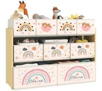 AIYAPLAY Organizador de Juguetes Infantil Estantería para Juguetes con 9 Cestas de Tela no Tejida Extraíbles 93x30x70 cm Amarill Amarillo