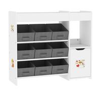 Aiyaplay estantería para juguetes para niños organizador infantil montessori con 9 cestas extraíbles compartimentos y láminas de pegatinas para guardería sala de juegos 92x30x80 cm blanco 92 cm