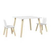AIYAPLAY Juego de Mesa y 2 Sillas Infantiles con Respaldo Blanco