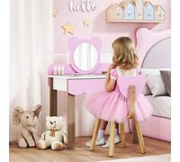 AIYAPLAY, juego de tocador para niños, tocador con taburete, espejo, mesa de cosméticos