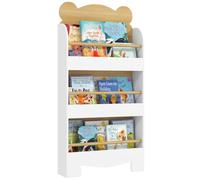 AIYAPLAY Librería Infantil de 3 Niveles Estantería para Libros Infantil Diseño de Osito para Sala de Juegos Dormitorio Guardería Natural