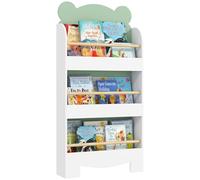 Aiyaplay librería infantil de 3 niveles estantería para libros infantil diseño de osito para sala de juegos dormitorio guardería verde 55 cm