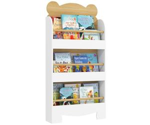 AIYAPLAY Librería Infantil de 3 Niveles Estantería para Libros Infantil Diseño de Osito para Sala de Juegos Dormitorio Guardería Natural