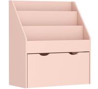 AIYAPLAY Librería Infantil de 4 Niveles Estantería para Libros Infantil con 3 Estantes y 1 Cajón con Ruedas 62,5x30x70 cm Rosa Aosom España