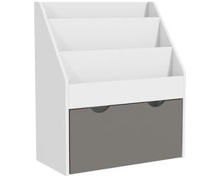 AIYAPLAY Librería para Niños 3-8 Años de 3 Estantes con Cajón Inferior en MDF 62.5x30x70 cm Gris Aosom España