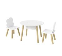 Aiyaplay mesa infantil con 2 sillas, mesa y sillas infantil con bolsa de malla, tema de nube, para niños y niñas de 3-6 años, para hogar, guardería, aulas, blanco 60 cm