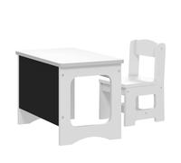 Aiyaplay mesa infantil con silla, tablero reversible, mesa y silla infantil con pizarra para dibujo, para niños y niñas de 3-6 años, para estudio, guardería, aulas, blanco 39 cm