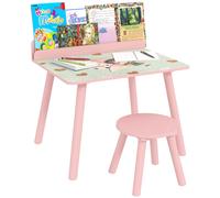 AIYAPLAY Mesa Infantil con Silla y Estante para Libros Escritorio para Niños de +3 Años para Sala de Juegos Rosa Rosa