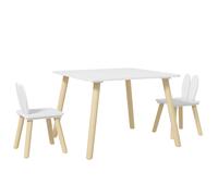AIYAPLAY Mesa Infantil con Sillas Respaldos con Orejas de Conejo Mesa Infantil para Guardería Sala de Juegos Blanco