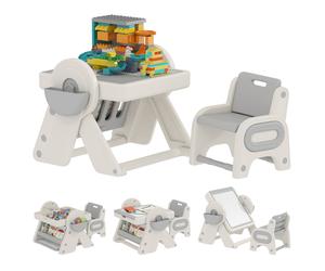 AIYAPLAY Mesa Multiuso para Niños con Estante Contenedor y Cajones, en HDPE y PP, Mesa Multiuso para Niños Aosom España