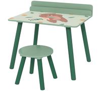 AIYAPLAY Mesa y Silla Infantiles de 2 Piezas Mesa Infantil con Silla y Estante para Libros Escritorio para Niños de +3 Años para Sala de Juegos Verde