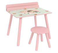 Conjunto de mesa y silla con estante integrado Rosa