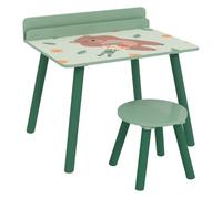 Conjunto de mesa y silla con estante integrado Verde