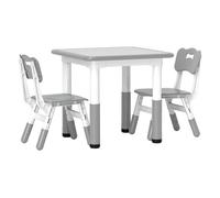 AIYAPLAY Mesa y sillas infantiles 3 piezas – Altura ajustable, fácil de limpiar – Blanco/Gris