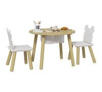 AIYAPLAY Mesa y Sillas Infantiles de 3 Piezas Mesa Infantil con 2 Sillas con Espacio de Almacenaje para Niños de 3-6 Años para Sala de Juegos Dormitorio Guardería Natural Natural wood 60 x 60 x 44 cm